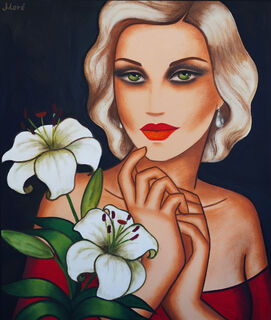 Picture "Modern painting "The Blossom of Hope" - woman with flowers" (2023)