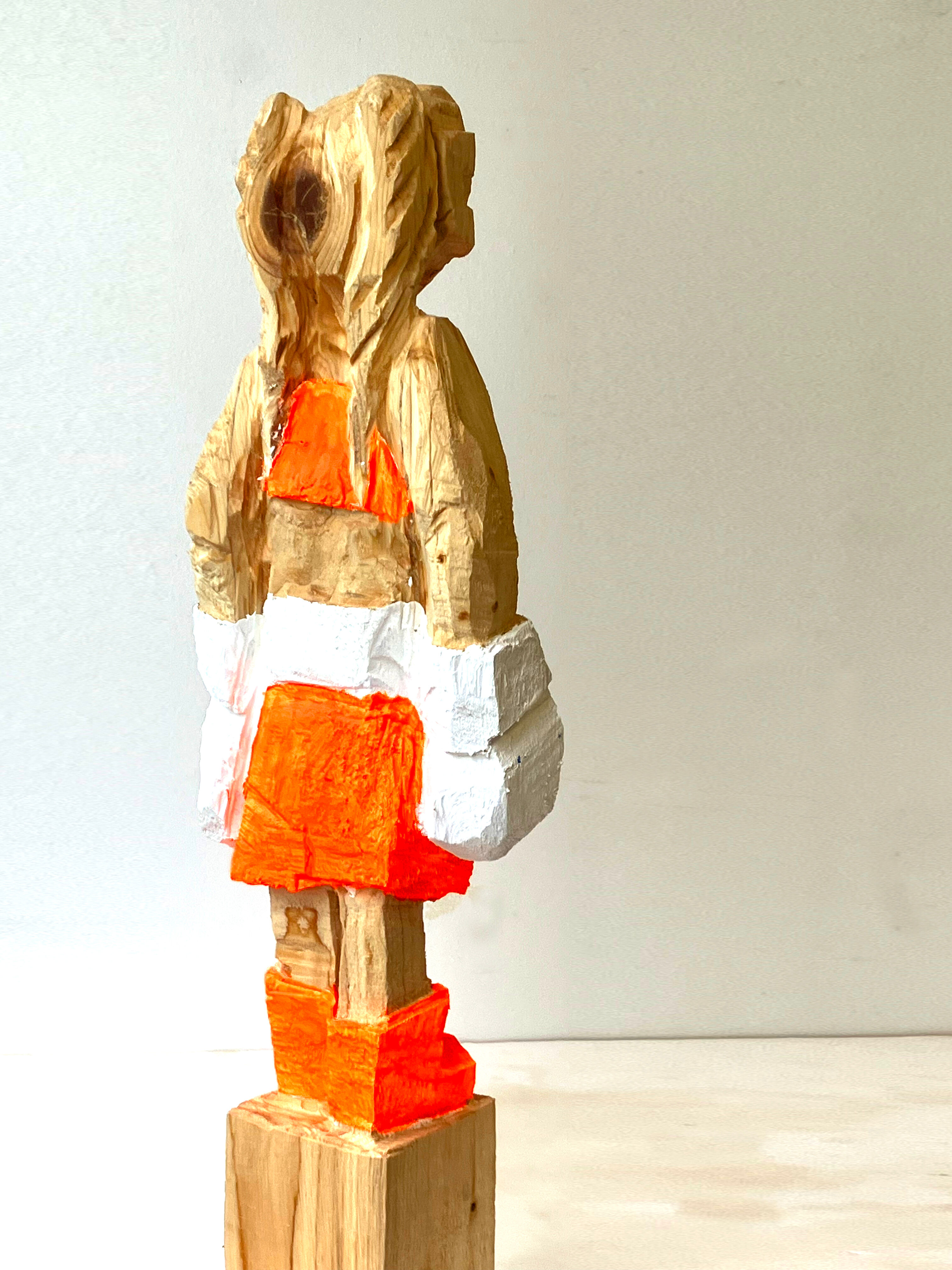 Sculpture "Boxer, neon orange and gold" (2024)
