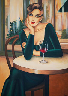 Bild "Vin Rouge – Ein Café-Intermezzo" - Kunst und Wein" (2024)