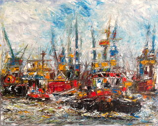 Picture "Tugboat in the port of Hamburg" (2023)