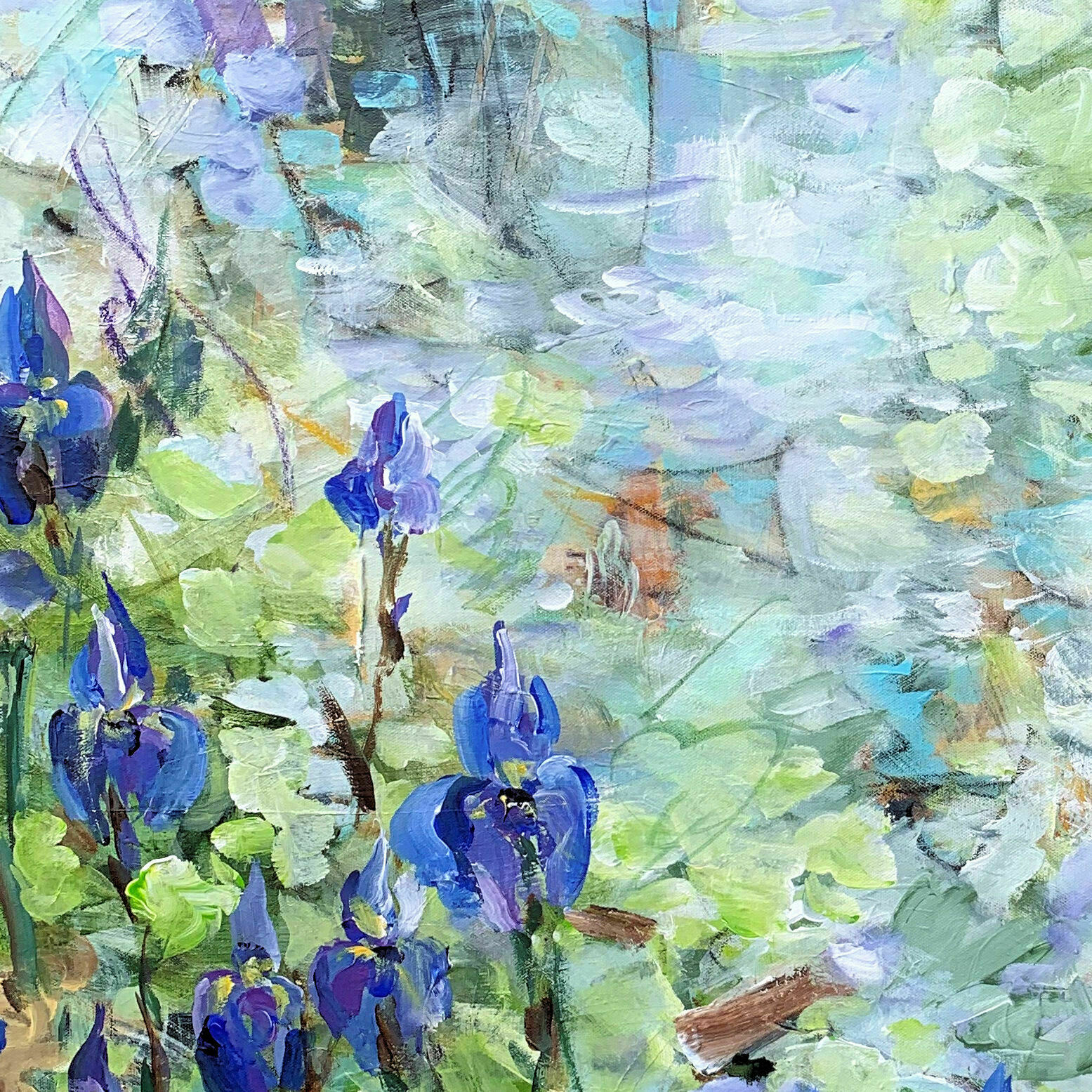 Bild "Blue irises at the pond" (2023)