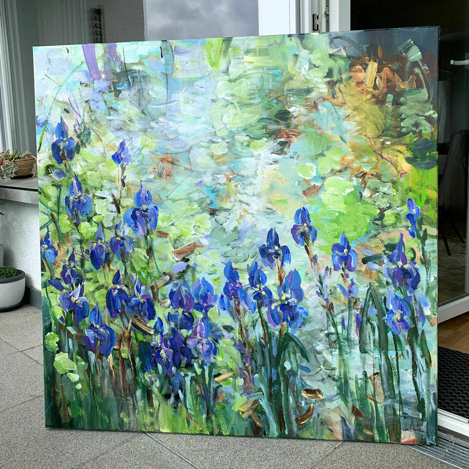 Bild "Blue irises at the pond" (2023)