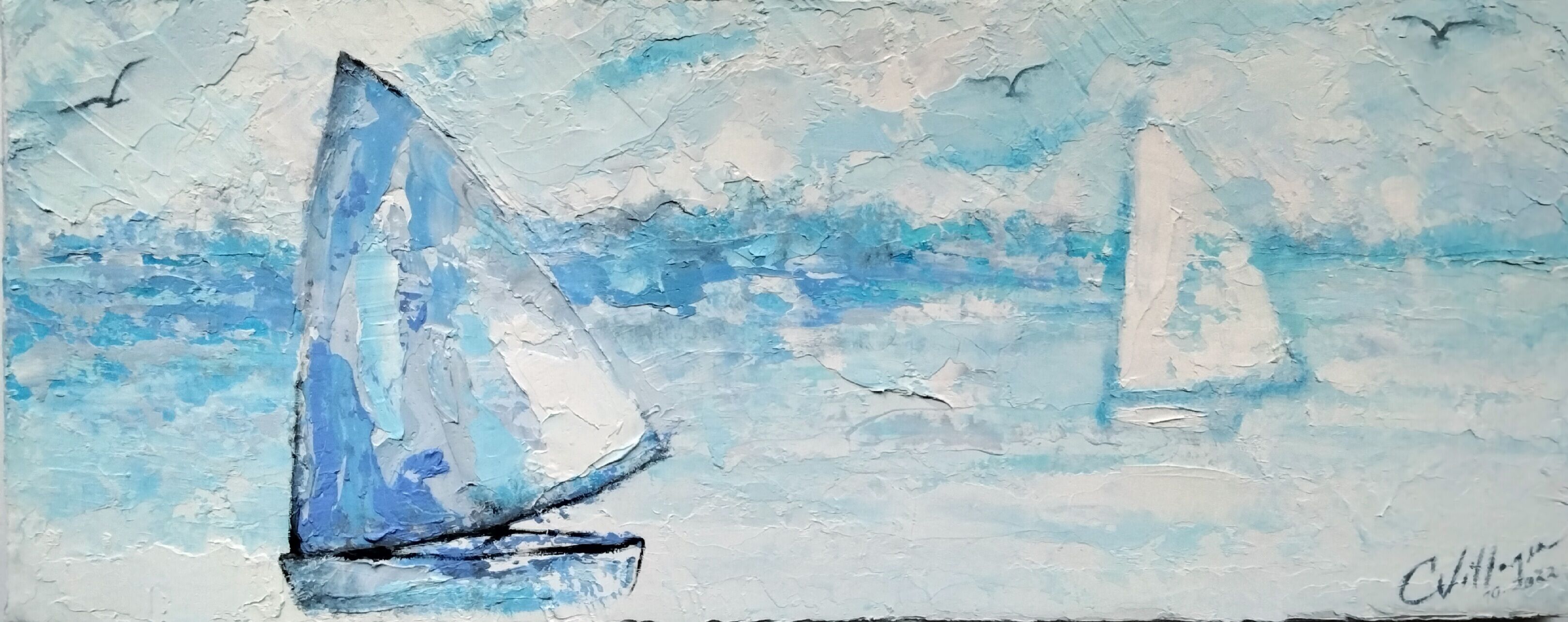 Bild "Blauer Himmel und Segelboote" (2022)